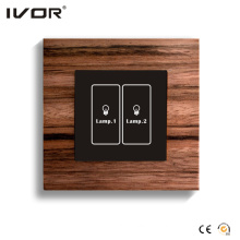 2 Gangs Lighting Switch Touch Panel Wood Material Outline Frame (HR1000-WD-L2)